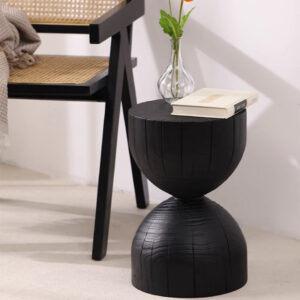 Hourglass Black Pine End Table