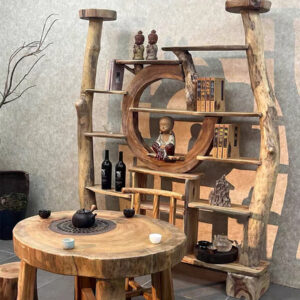 Natural Wood Divider and Display Cabinet