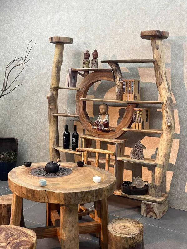 Natural Wood Divider and Display Cabinet