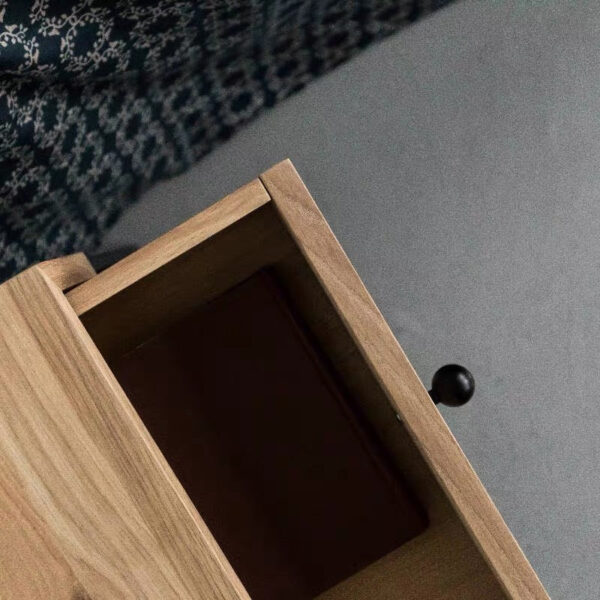 Iron base drawer bedside table with industrial style - Image 3