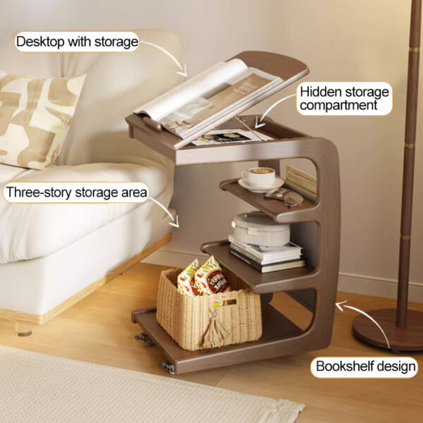 Adjustable Storage Wheeled End Table - Image 15