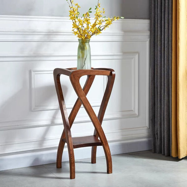 Solid Ash Wood Artistic Plant Stand, Floor-Standing Spiral Flower Pot Holder - Image 3