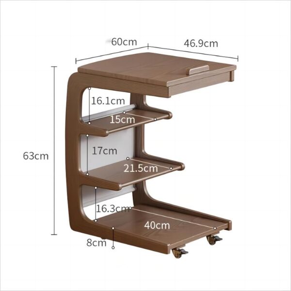 Adjustable Storage Wheeled End Table - Image 3