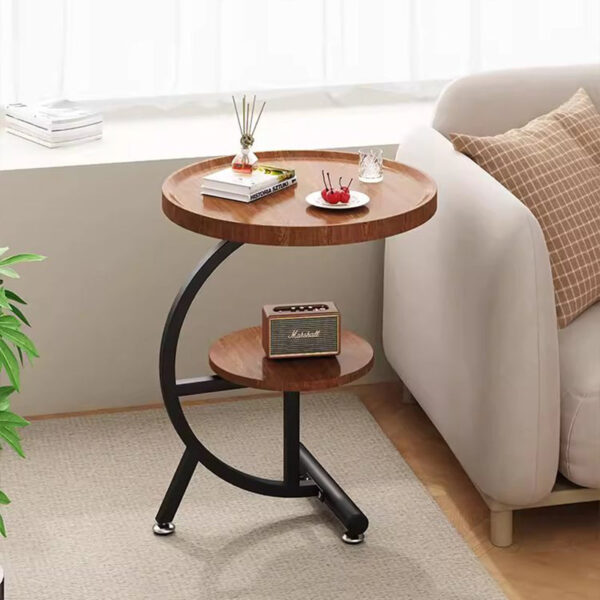 C-Shaped Two-tier Round Side Table - Image 3