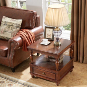 Classic solid wood side table with drawers