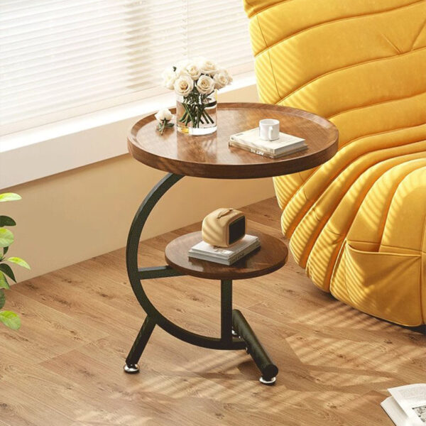 C-Shaped Two-tier Round Side Table - Image 7