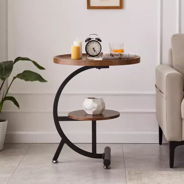 C-Shaped Two-tier Round Side Table - Image 8