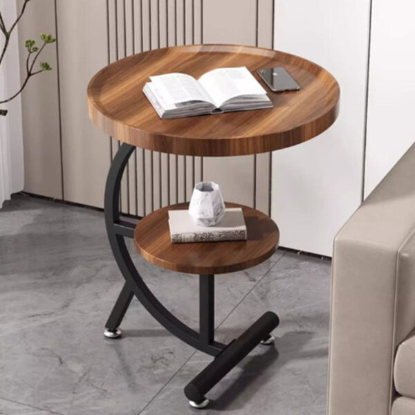 C-Shaped Two-tier Round Side Table - Image 6