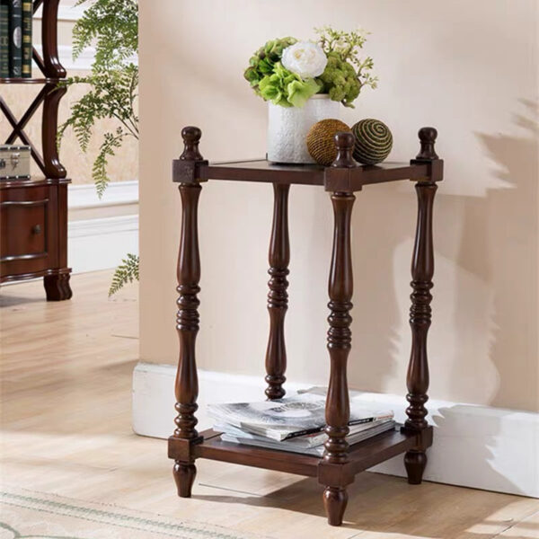 Vintage Wooden Plant Stand, Two-Tier Floor Display Rack - Image 5