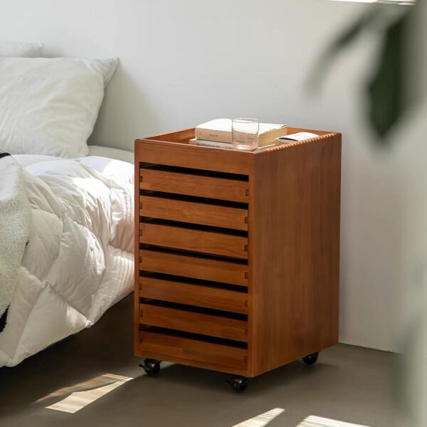 Mobile Solid Wood File Cabinet with 7 Drawers - Image 3