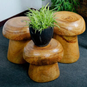 Retro Wooden Mushroom Stool