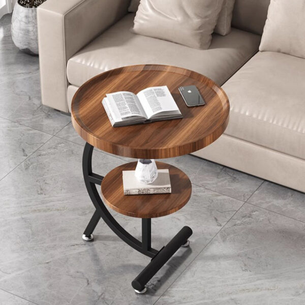 C-Shaped Two-tier Round Side Table - Image 5