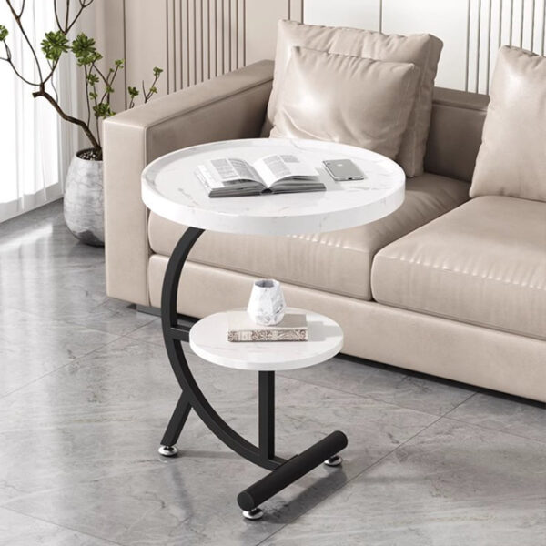 C-Shaped Two-tier Round Side Table - Image 15