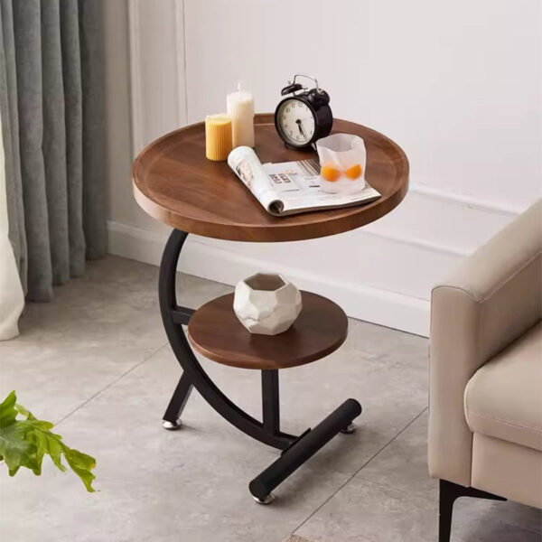 C-Shaped Two-tier Round Side Table - Image 11