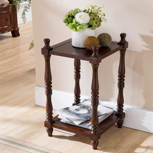 Vintage Wooden Plant Stand, Two-Tier Floor Display Rack - Image 4