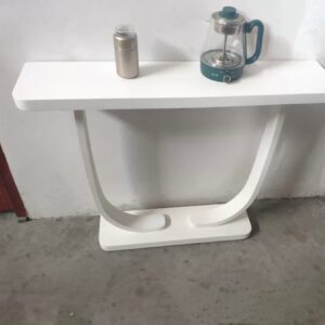 Solid wood porch table against the wall table
