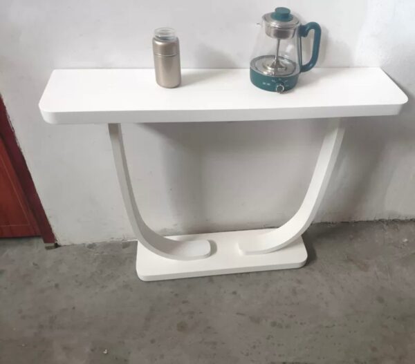 Solid wood porch table against the wall table