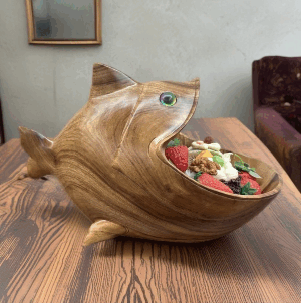 Handcrafted Artistic Wooden Goldfish Candy Box - Image 3
