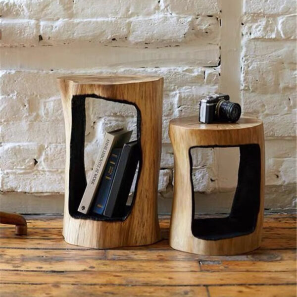 Charred Wood Stump Coffee Table, Low Stool, Unique Rustic Accent Piece - Image 2