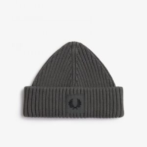 Branded Patch Ribbed Beanie Field Green / Black