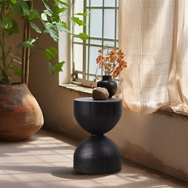 Hourglass Black Pine End Table - Image 8