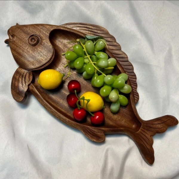 Rustic Fish Design Wooden Tray for Food - Image 8