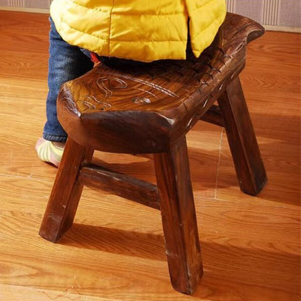 Retro Solid Wood Fish Scale Stool - Image 9