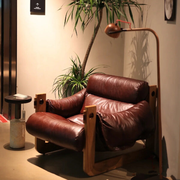 Luxurious Reclining Lounge Chair – Genuine Leather with Oak Frame - Image 9