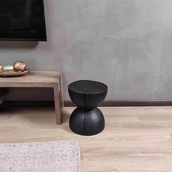 Hourglass Black Pine End Table - Image 2