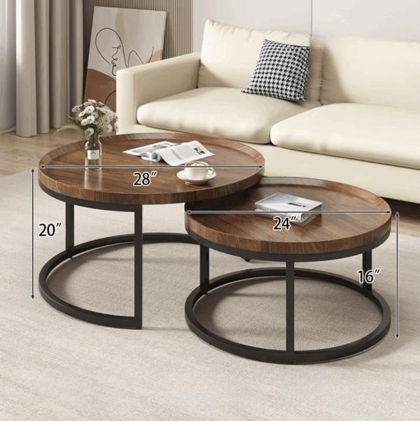 Round modular stackable coffee table set - Image 8