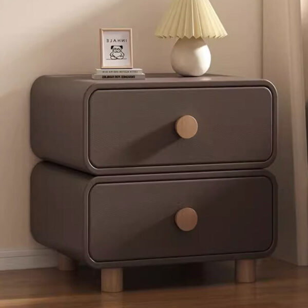 Microfiber Leather Double Drawer Nightstands - Image 7