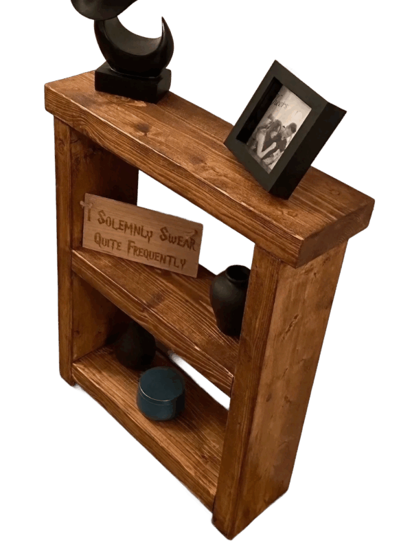 Rustic Solid Wood Sofa Side Table – Vintage Two-Tier Accent Cabinet - Image 8