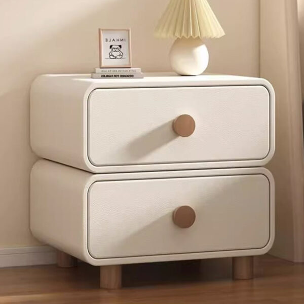 Microfiber Leather Double Drawer Nightstands - Image 5