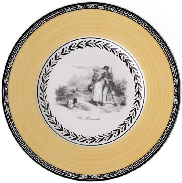 Villeroy & Boch Audun Chasse Bread & Butter Plate, 6.25 in, White/Gray/Yellow