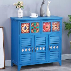 Painted Three Door Storage Cabinet