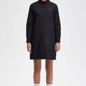 Button-Through Shirt Dress Black