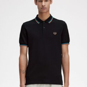 The Fred Perry ShirtM3600 Black / Cyber Blue / Light Rust