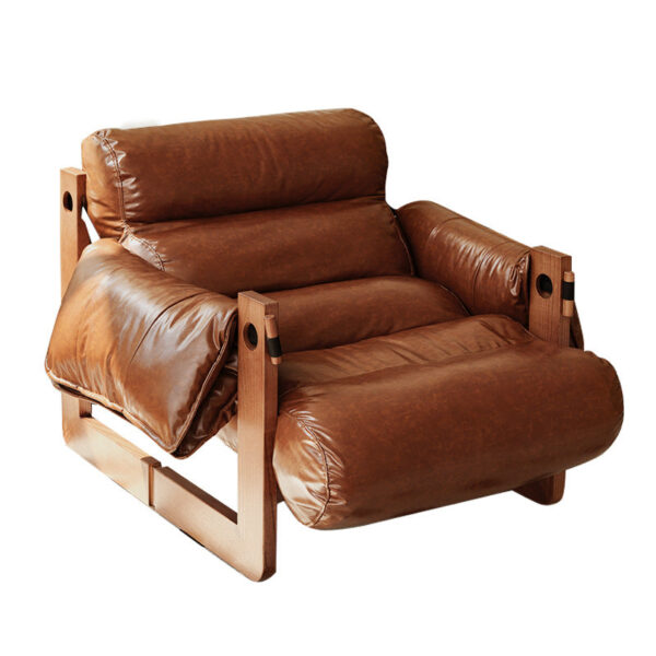 Cat-Proof Vintage Leather Armchair – Genuine Leather, Solid Wood Frame - Image 8