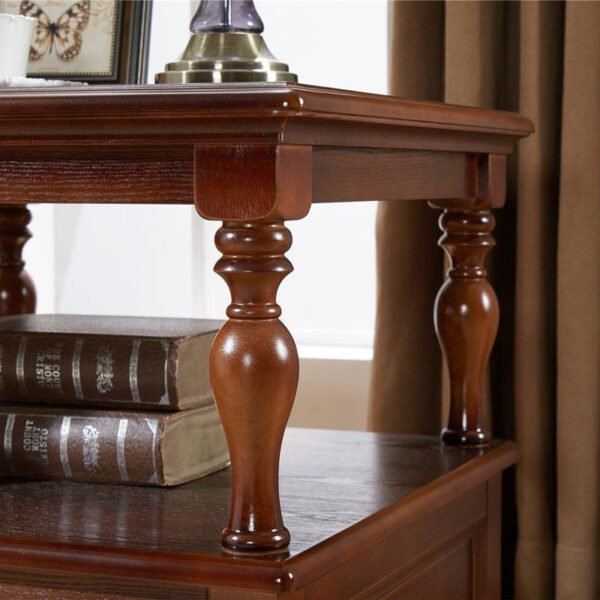 Classic solid wood side table with drawers - Image 5