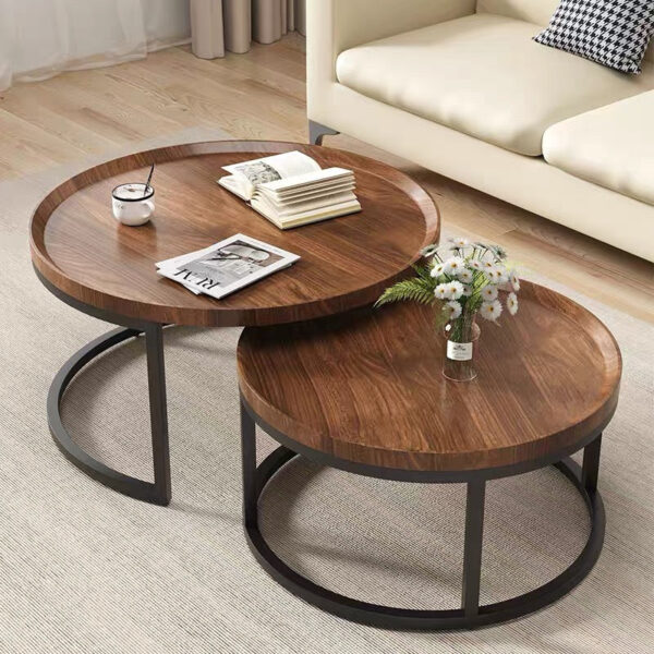 Round modular stackable coffee table set - Image 2