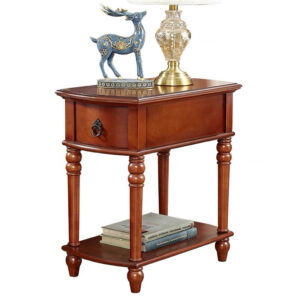 Ultra Slim Solid Wood Sofa Side Table / Narrow Nightstand with Drawer and Shelf