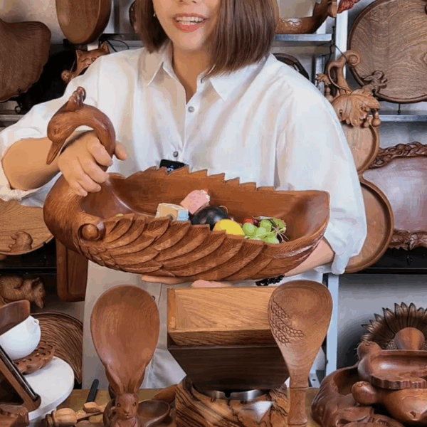 Solid Wood Swan-Shaped Serving Tray - Image 7
