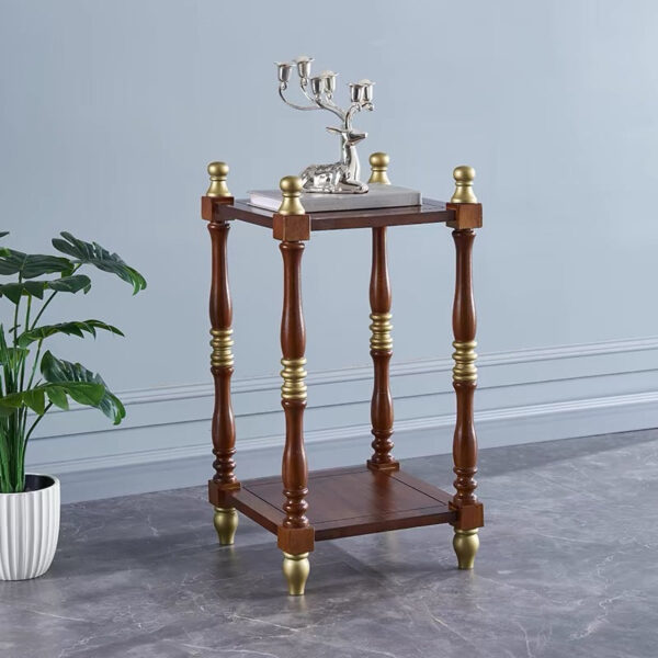Vintage Wooden Plant Stand, Two-Tier Floor Display Rack - Image 2