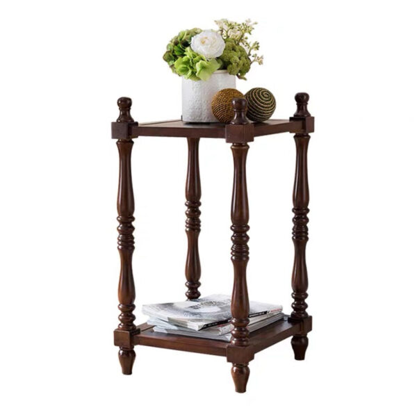 Vintage Wooden Plant Stand, Two-Tier Floor Display Rack - Image 3