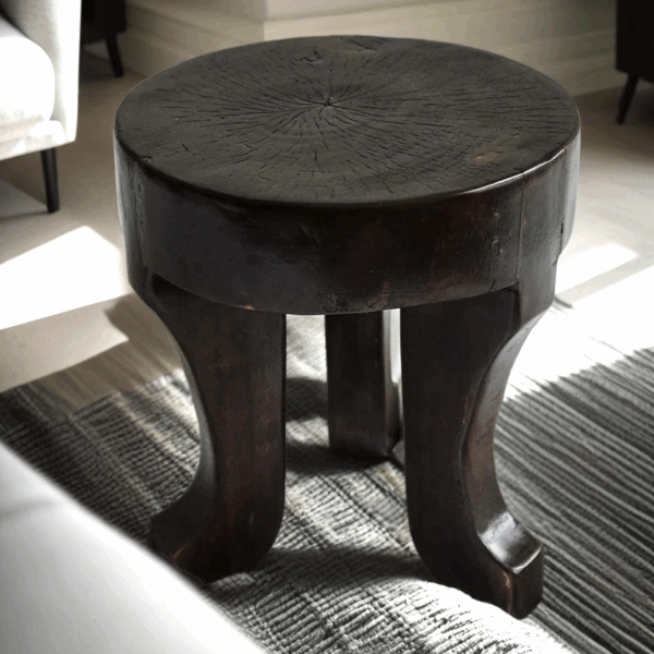 Solid Wood Oval Low Stool - Octopus-Shaped Side Table - Image 10