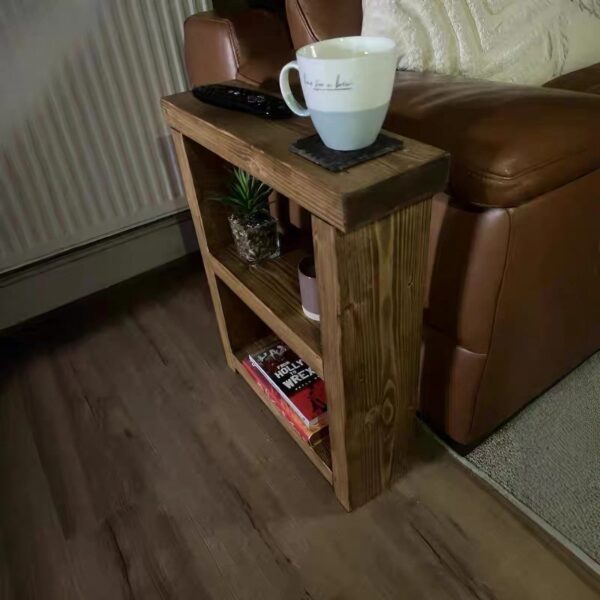 Rustic Solid Wood Sofa Side Table – Vintage Two-Tier Accent Cabinet - Image 7