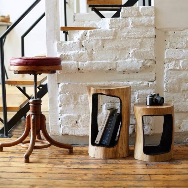 Charred Wood Stump Coffee Table, Low Stool, Unique Rustic Accent Piece - Image 4