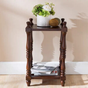 Vintage Wooden Plant Stand, Two-Tier Floor Display Rack