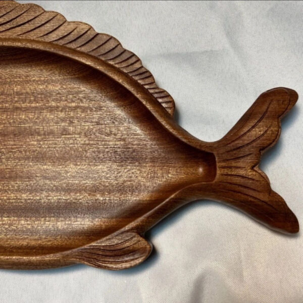 Rustic Fish Design Wooden Tray for Food - Image 4