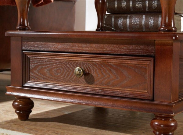 Classic solid wood side table with drawers - Image 4